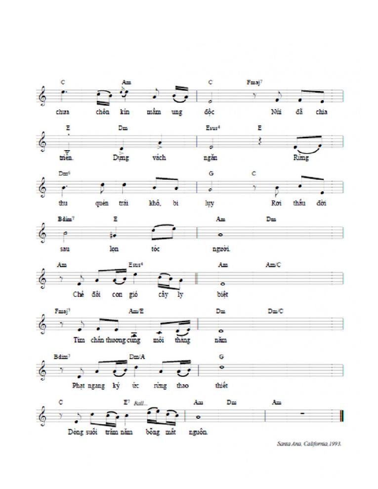 Sheet nhạc Dòng Suối Trăm Năm 2